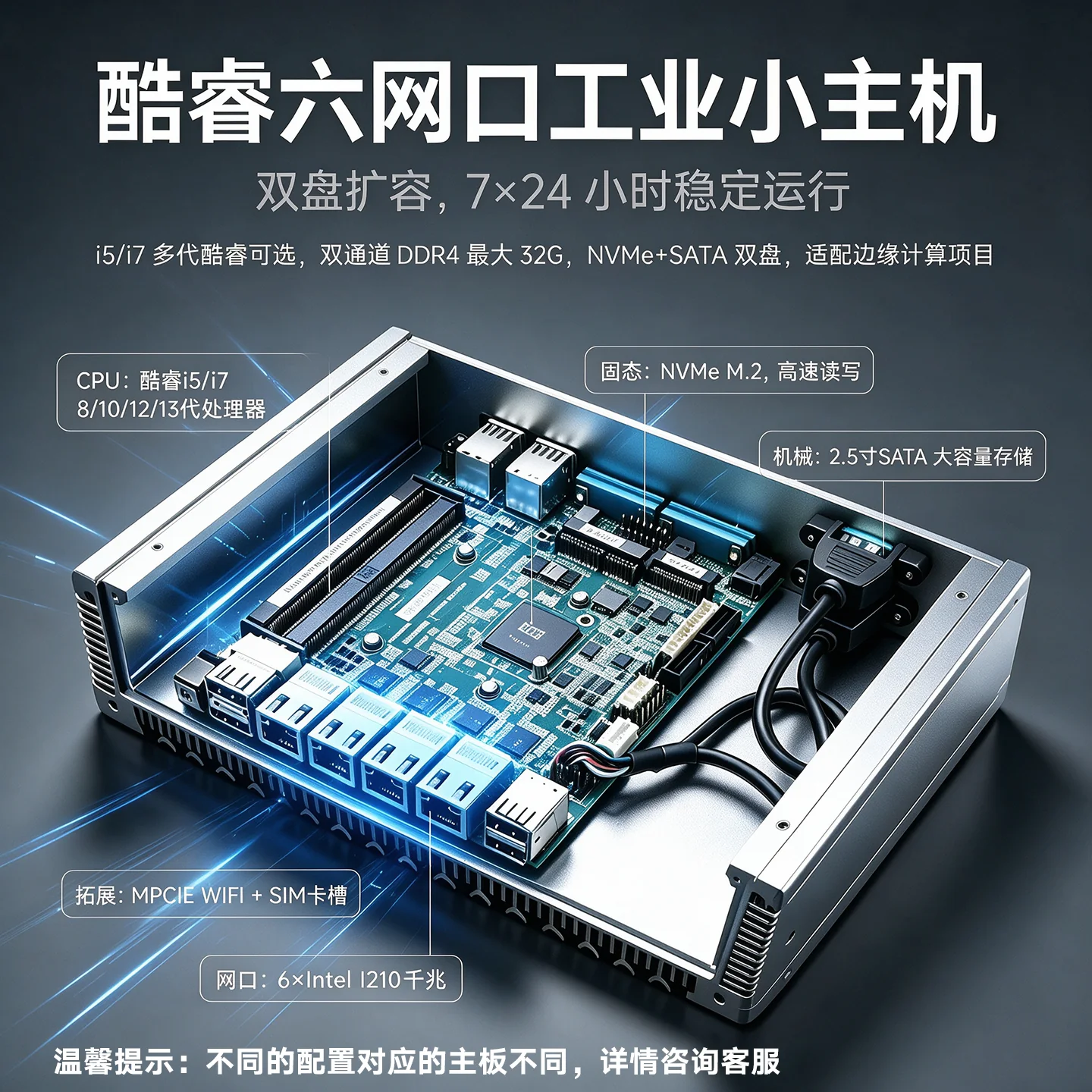 mix86 x86工控主机主板架构,x86处理器,DDR5内存插槽,双千兆网口设计